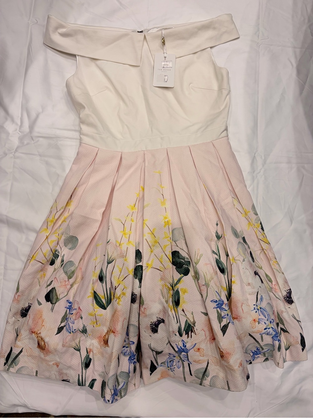 Ted Baker London Ivory Off-Shoulder Dress